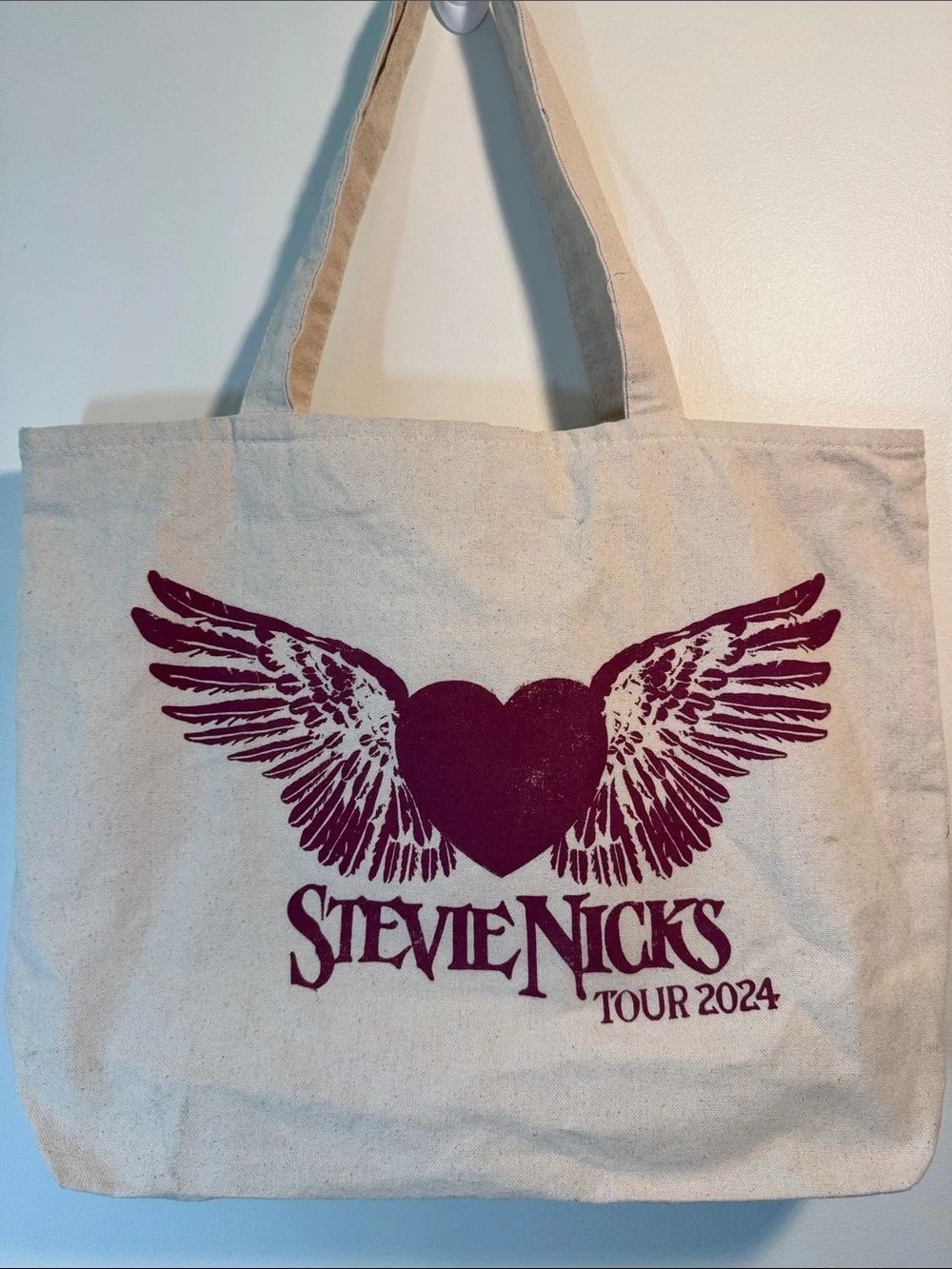 Stevie Nicks cream/purple 2024 concert tour merch canvas tote.